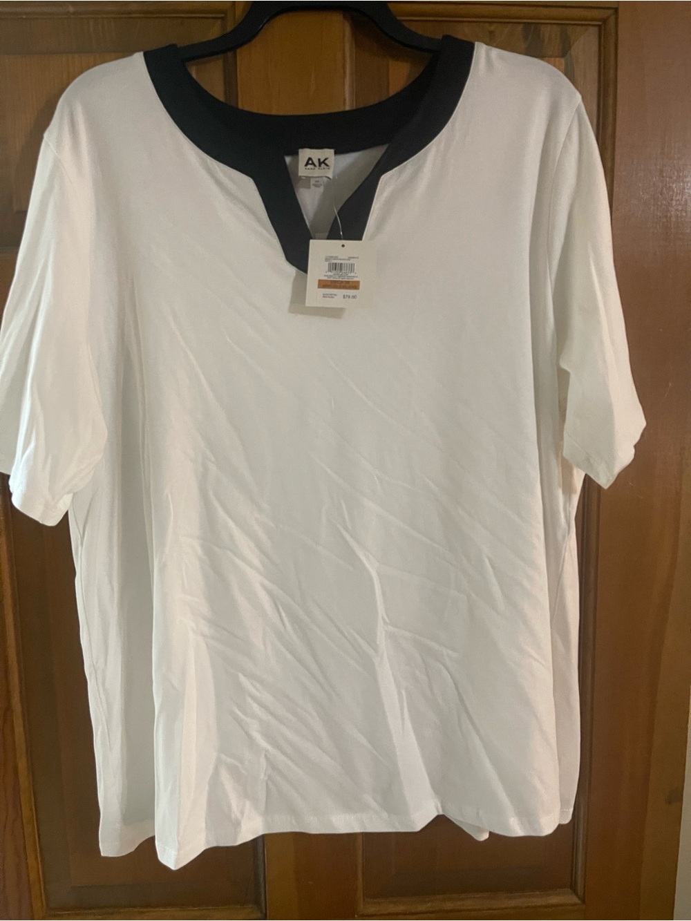 White Short-Sleeve Shirt with Black Trim